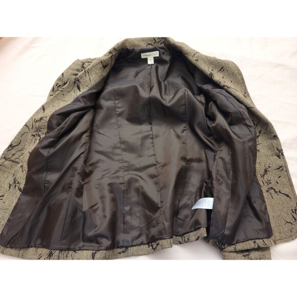 Coldwater Creek Womens Flocked Herringbone Tweed Wool Blazer JACKET Brown 6 - Picture 5 of 8